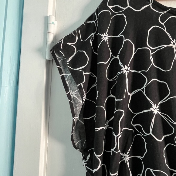 Joe Fresh Linen Blend Dress, Black with White Floral Print, 2X - Picture 3 of 10